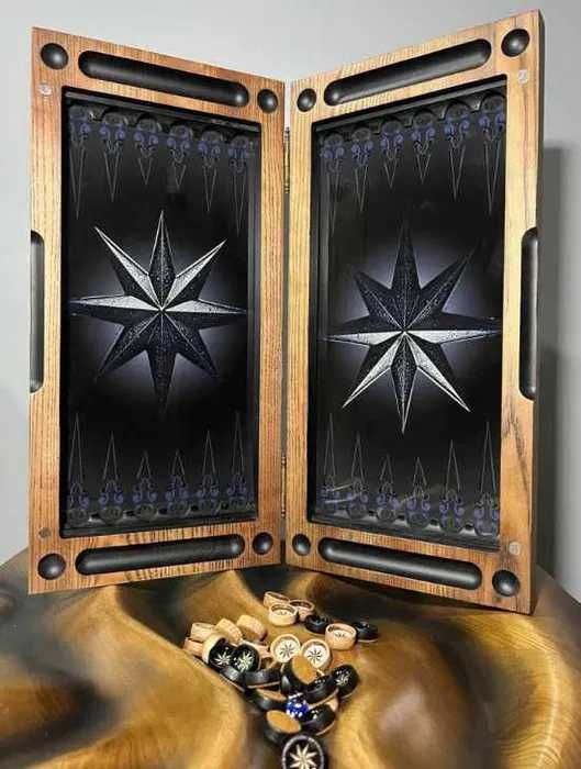 Нарды из стекла и натурального дерева ручная робота