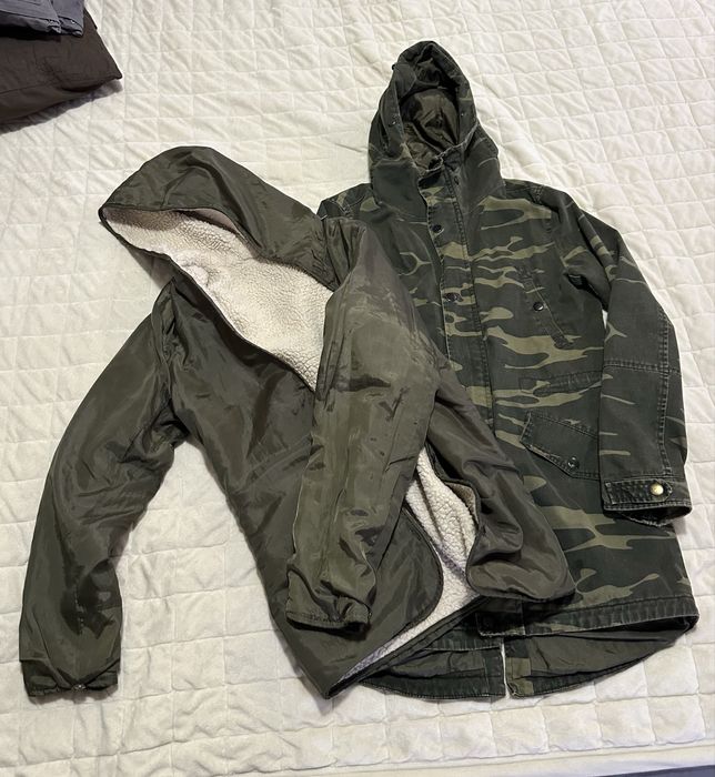 Камуфляжна куртка парка подовжена зимова із знімним утепленням