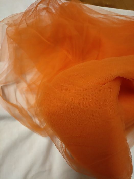 Orange Tulle Fabric Scrap