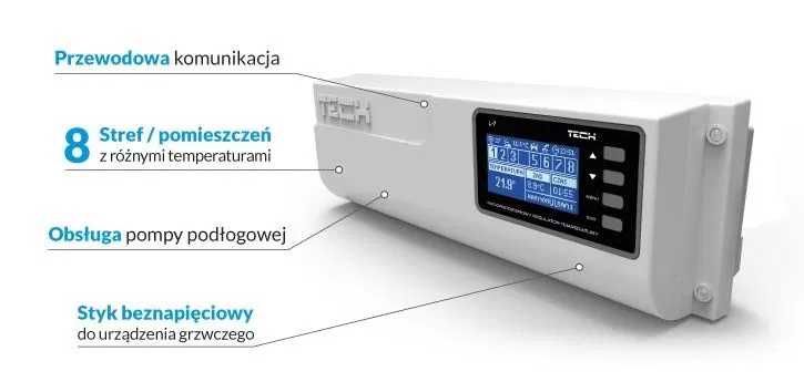 Przewodowy sterownik zaworów termostatycznych TECH L-7E