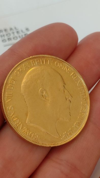 Moeda Ouro 5£ Libras Eduardo VII 1902