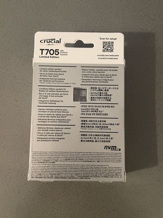Crucial T705 SSD 2TB 14,500MB/s Gen5 Edição Limitada