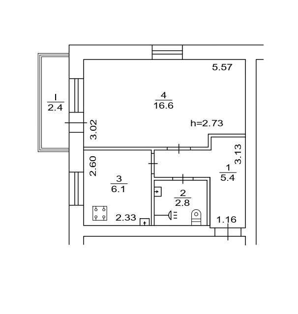 1-room apartment apartment by the address st. Ruzhinskaya (area 33,3 m²) - Atlanta.ua - photo 2