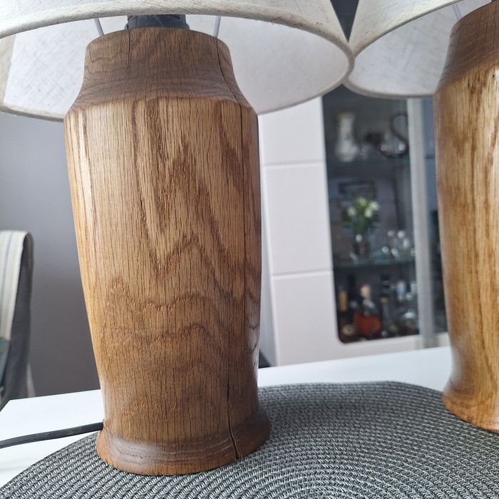 Lampki nocne x 2szt. dębowe 40cm, rękodzieło