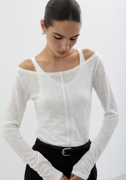 Жіночий лонгслів подвійний напівпрозорий S/M