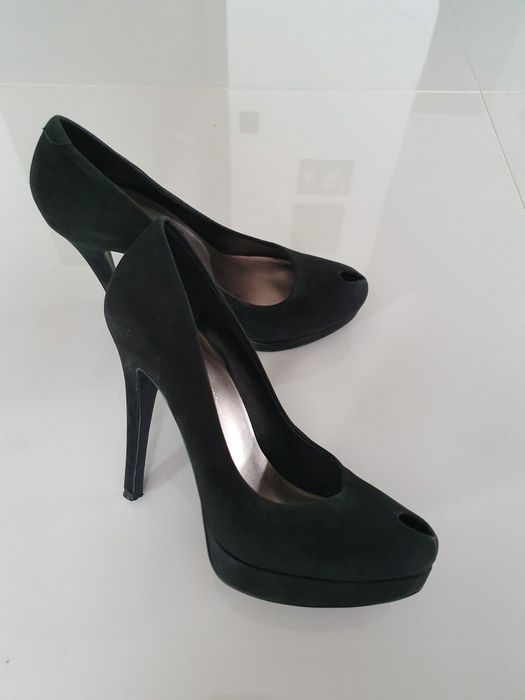 Jessica Simpson szpilki open toy 37 czarne zamsz