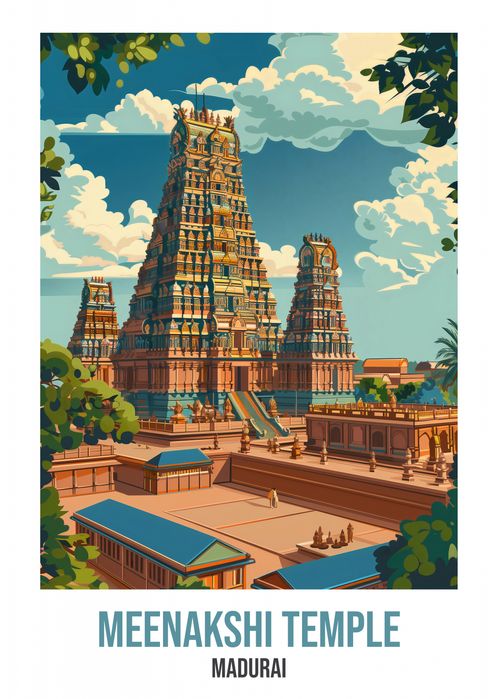 Plakat 64x90cm Meenakshi Temple, Madurai