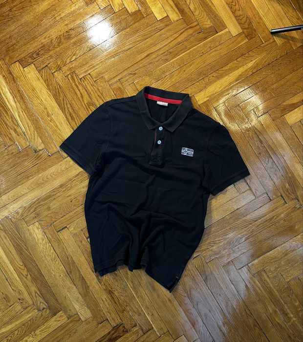(M) NAPAPIJRI Черная футболка поло чорна polo