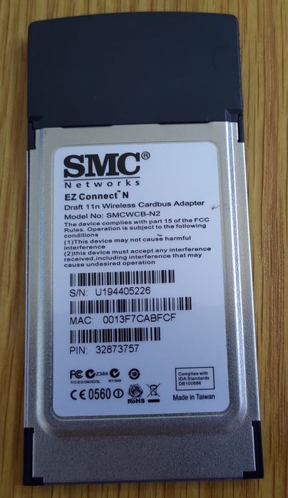 Placa rede WiFi SMC pcmcia 300Mbs