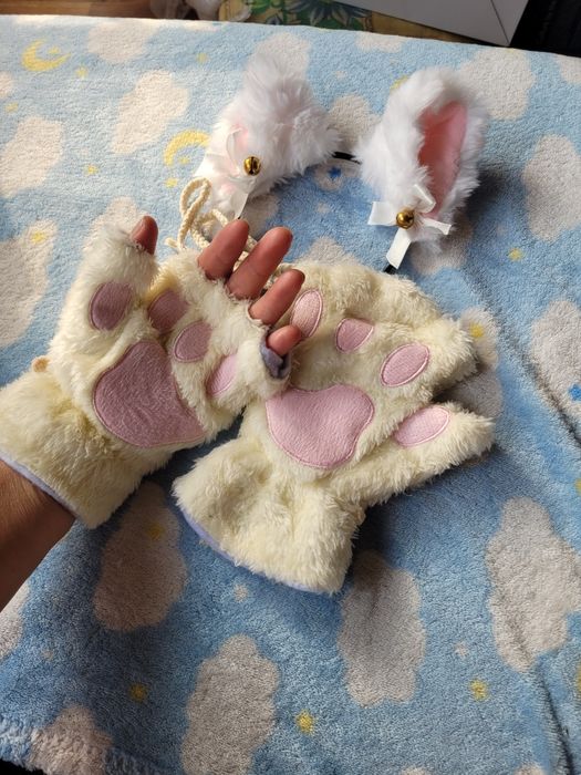 Mitenki Kocie Łapki Opaska z uszami