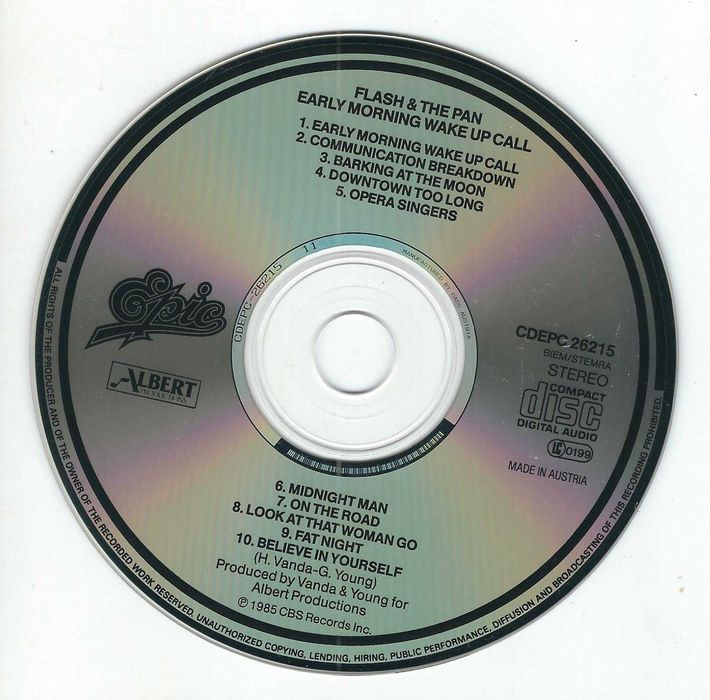 CD Flash And The Pan - Early Morning Wake Up Call (1985) (Epic)