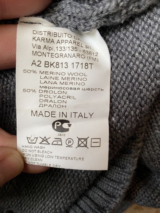 Чоловічий в'язаний светр bikkembergs, сірий, розмір XL, Італія.