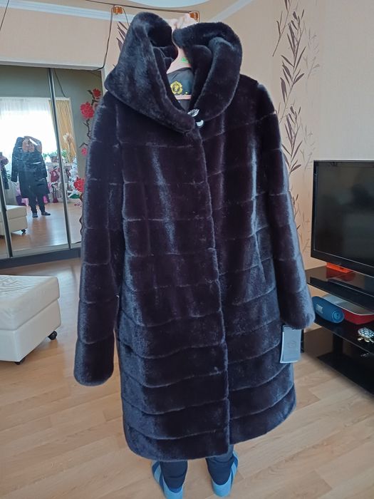 Шуба трансформер з екохутра темнокоричнева (НОВА)