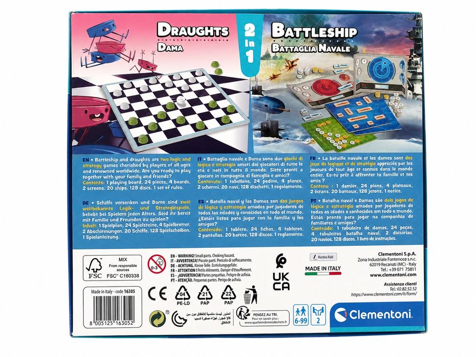 Jogo 2 em 1 Batalha Naval e Damas — Novo