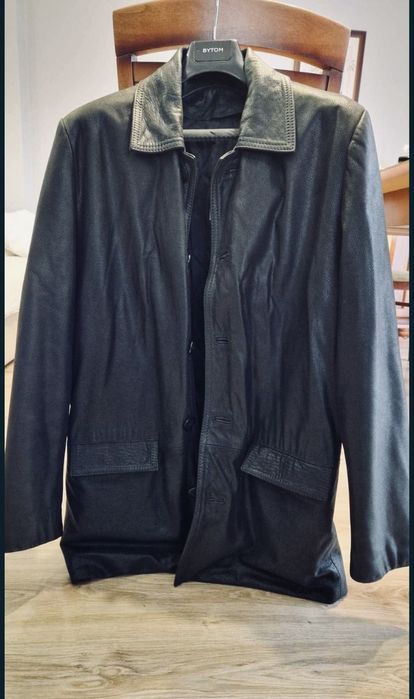 Czarna skórzana kurtka z podpinką Vintage (owcza skóra)