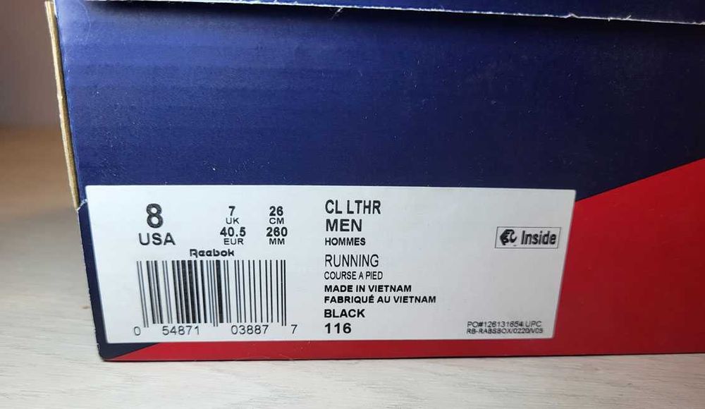 Новые! Кожаные кроссовки Reebok Classic Leather. 40.5 р-р, 26см.