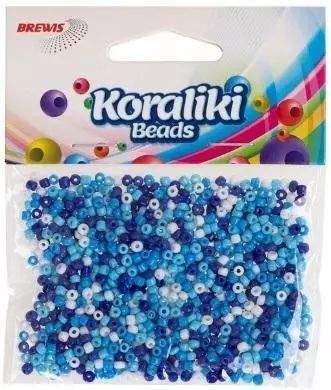 Koraliki akrylowe do nawlekania białe niebieskie. Brewis. Nowy Produkt
