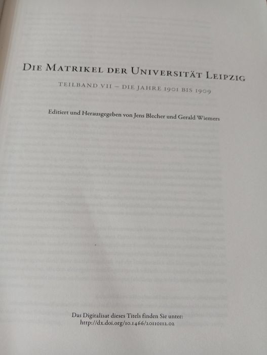 Die Matrikel der Universität Leipzig