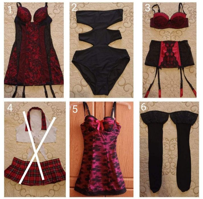 Пенюар,пояс з підвязками,бюстгалтер,панчохи,купальник,комплект білизни
