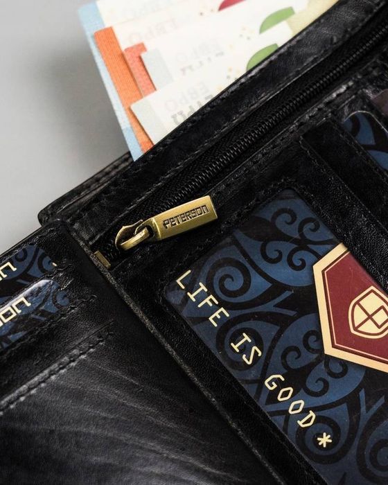 duży, skórzany portfel męski bez zapięcia - peterson