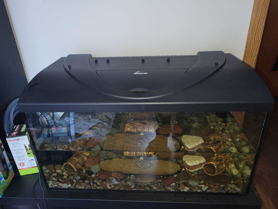 Akwarium objętość 100L (80x34,4x40cm) z wyposażeniem