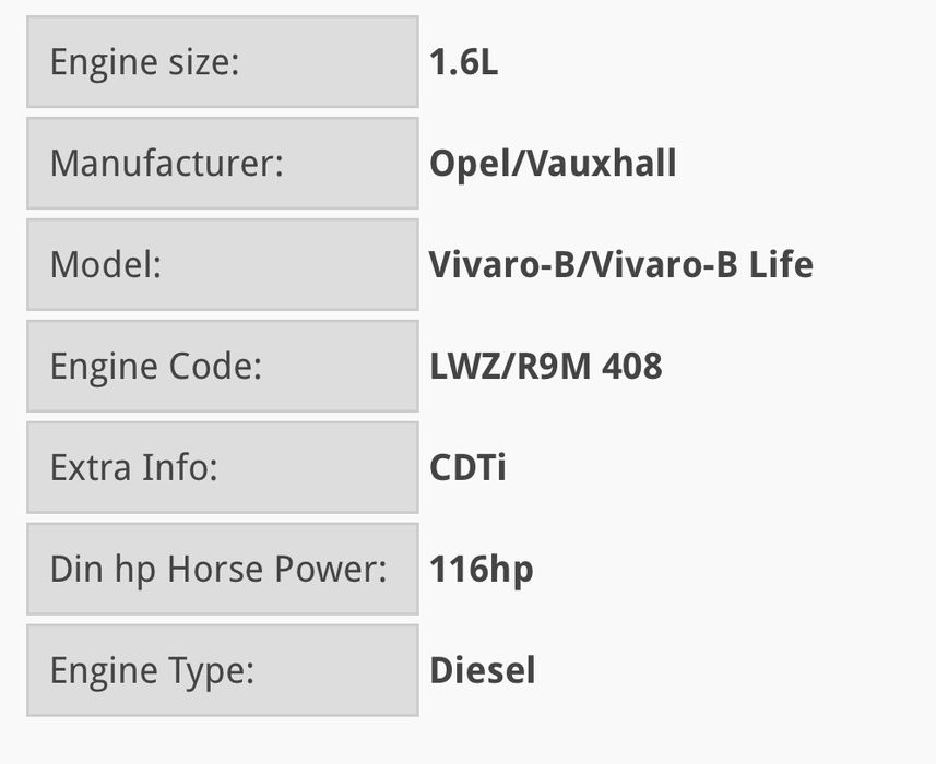 Motor renault trafic 1.6