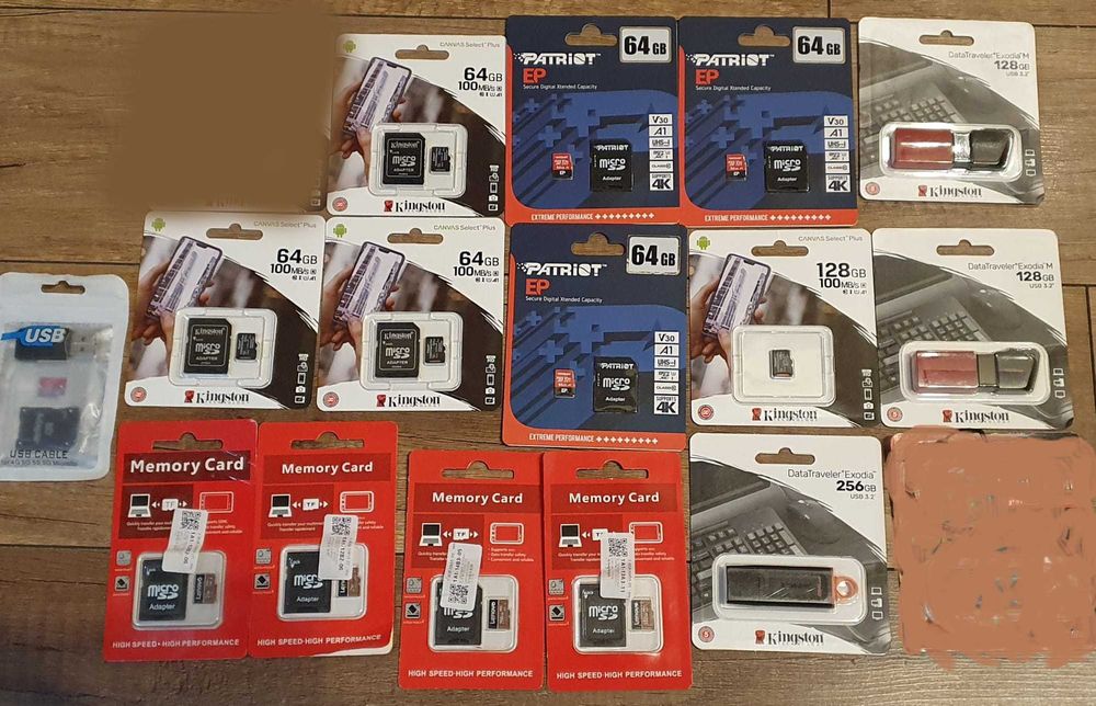 WYPRZEDAŻ !!! Karty pamięci i Pendrive - Łącznie 17 sztuk - NOWE