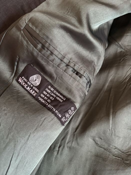 Hranatowo-szara dwurzedowa marynarka welniana styl vintage