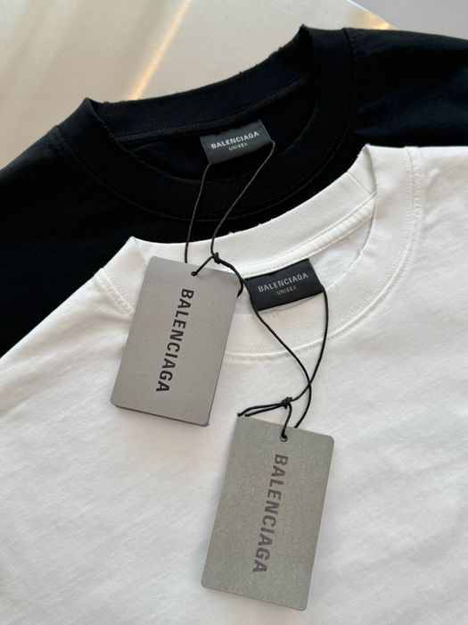 Футболка Balenciaga унісекс чорна/біла, вишивка, преміум якість S–XXL