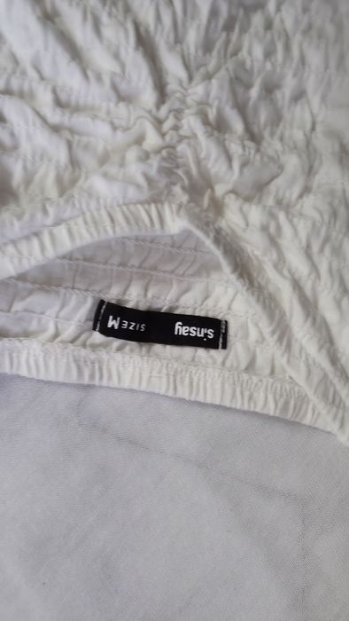 Biały  Crop top na ramiączkach marszczony top Sinsay bluzka Boho