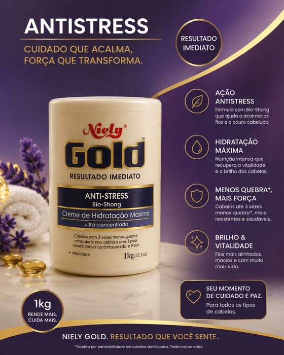 Niely Gold Máscara de Hidratação Profissional 1kg