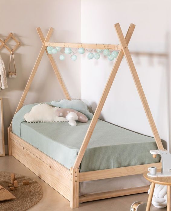 Cama de madeira Joan Kids para colchão de 90 cm