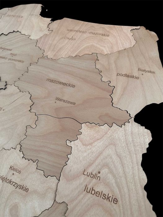 Mapa Polski 75cm grawer województw i miast wojewódzkich, wybór kolorów