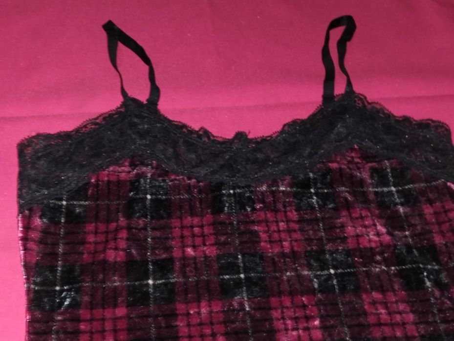 Blusa Regata Camisete Xadrez com Renda (Estilo Y2K / Grunge)