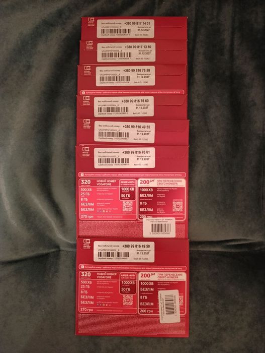 Стартові пакети опт-роздріб  Vodafone  — для вхідних дзвінків та SMS