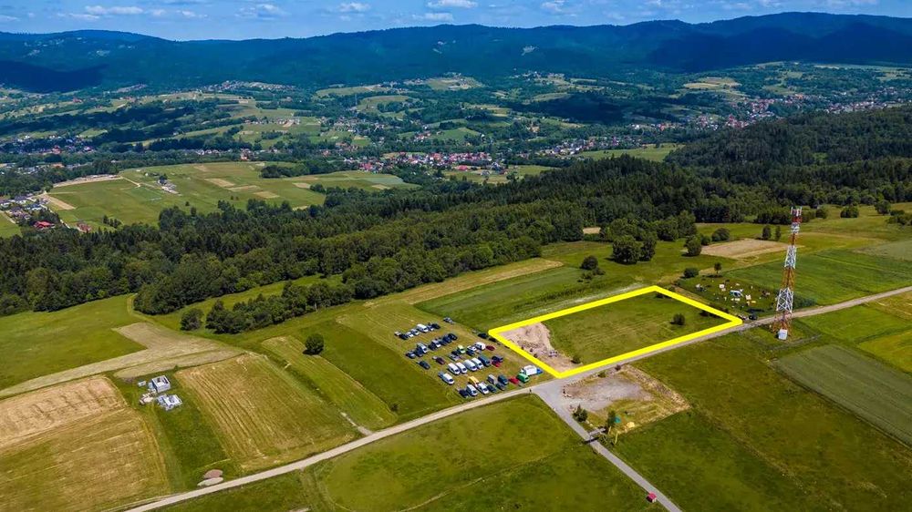Gilowice – widokowa działka 5069 m² w Beskidzie żywieckim, asfalt