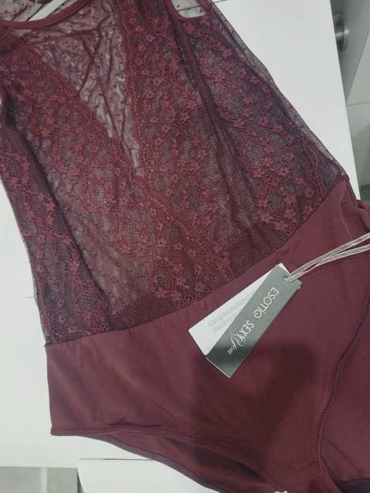Nowe, bordowe transparentne body Esotiq Sexy You