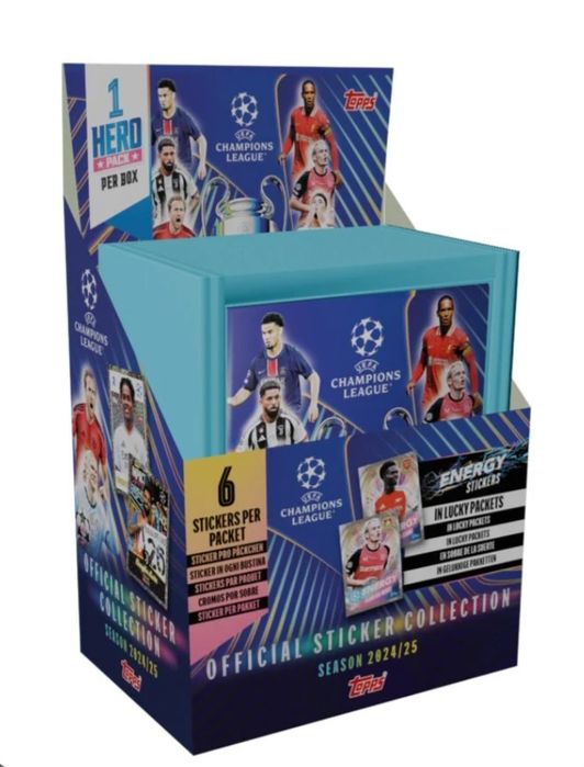 Topps Champions League 2025 box 50 stickers 1 шт