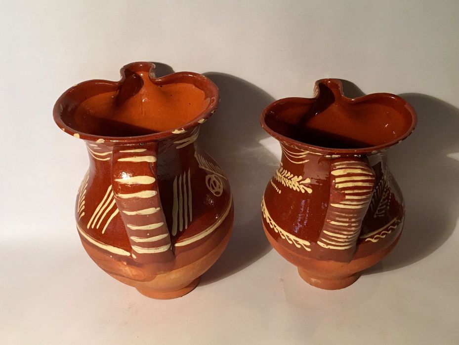 2 JARROS ANTIGOS - barro vidrado - 24,5 e 22 cm/s