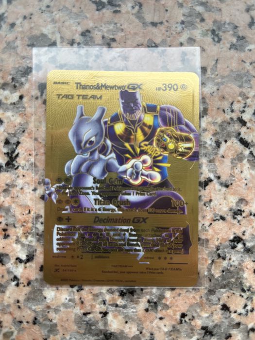 Thanos & Mewtwo GX Gold Foil - Carta Custom
