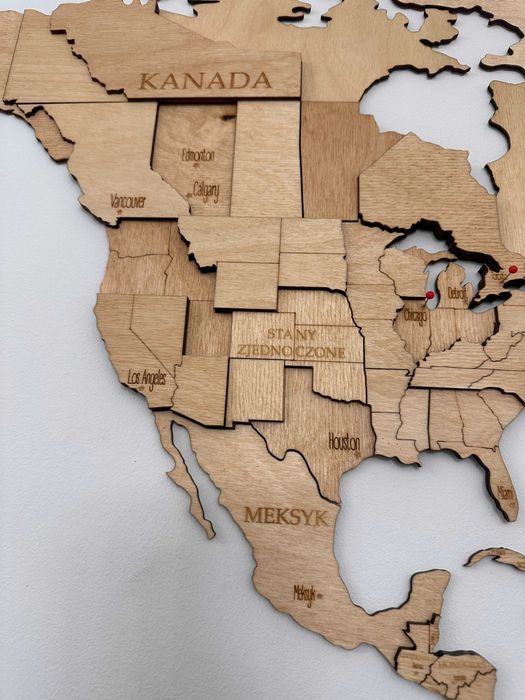 Mapa Świata 3D z Drewna 210x126cm - Podróże na Twojej Ścianie!