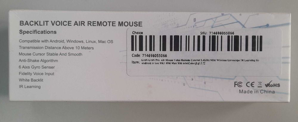 Mini air mouse controle remoto G10s Pro para android, PC, TV Box