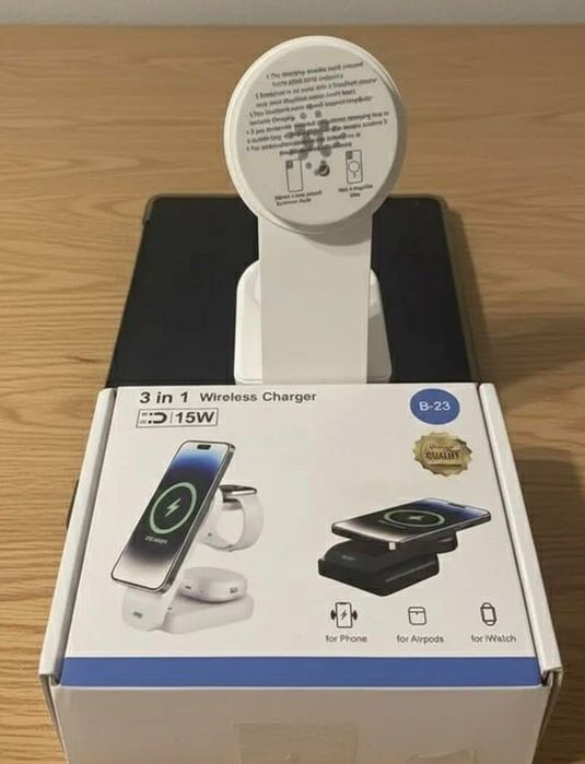 Бездротова зарядка 3 в 1 MagSafe 15W  iPhone Android Watch AirPods