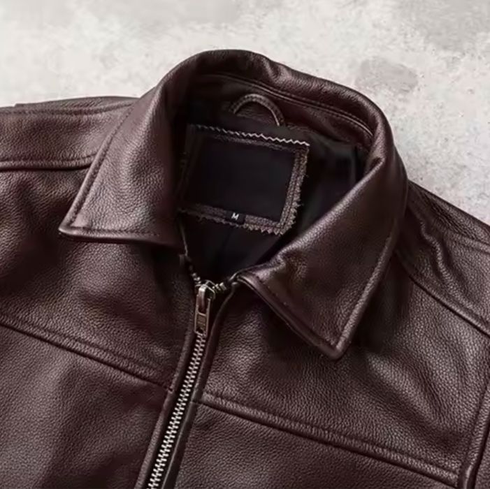Męska kurtka skórzana ramoneska brązowa skóra naturalna vintage