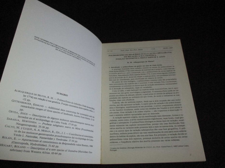 Livros Publicações Ocasionais da Sociedade Portuguesa de Malacologia