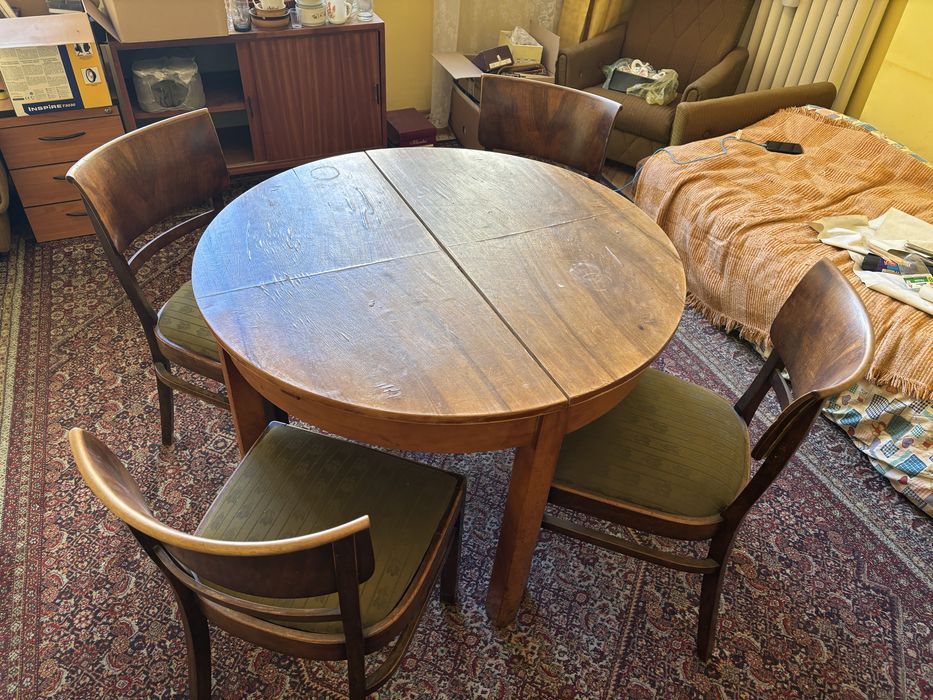 Stół i 4 krzesła - PRL vintage