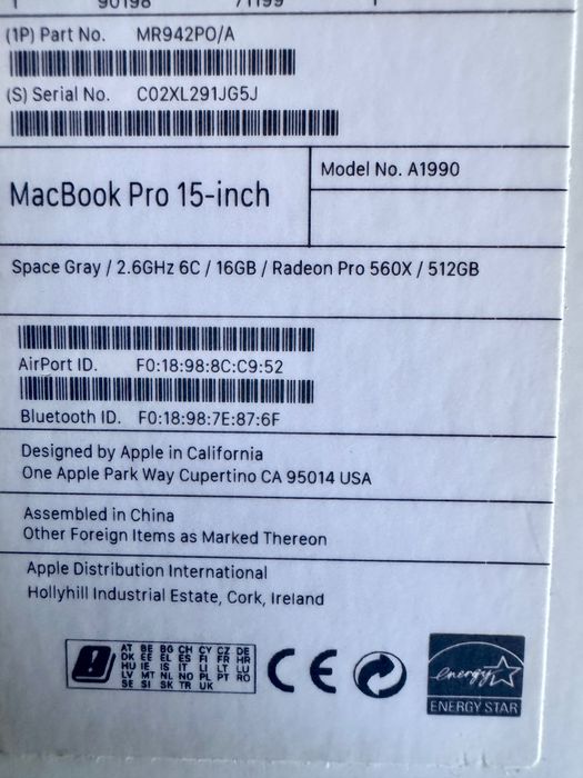 MacBook Pro 15 polegadas Intel Core I7 - 16GB SDRAM - SSD 512 GB
