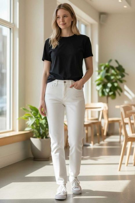 Джинси білі Zara Basic Denim розмір 38