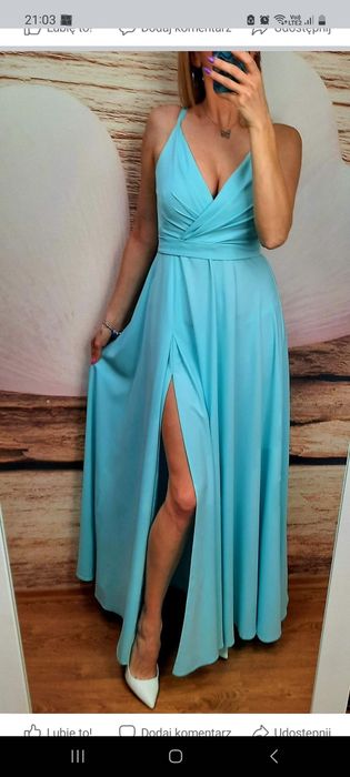 Sukienka maxi turkusowa R.36