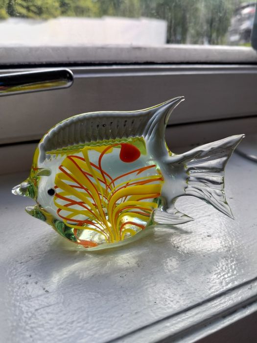 Szklana ryba retro PRL styl Murano – piękna figurka